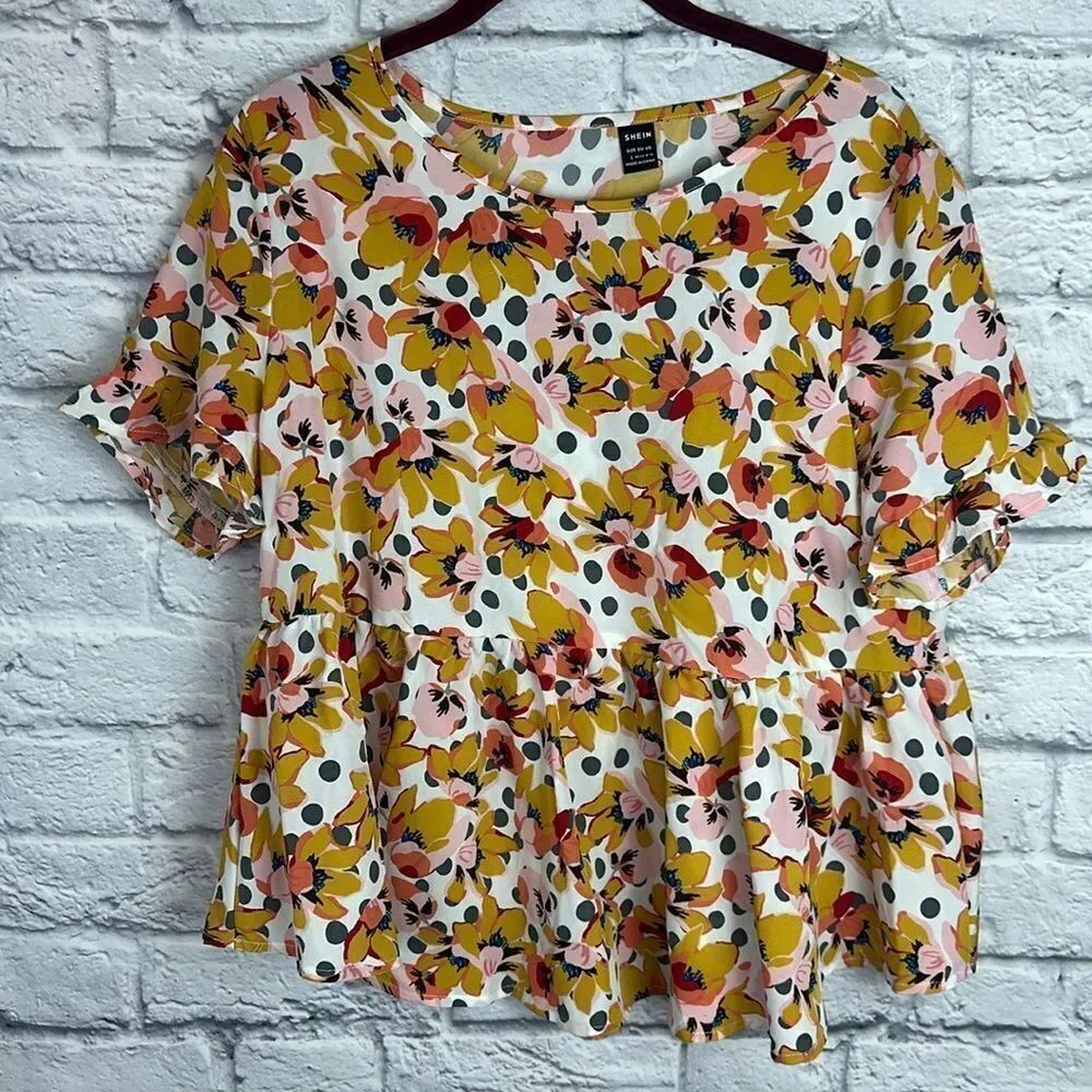 Shein Floral Babydoll Blouse Size Large